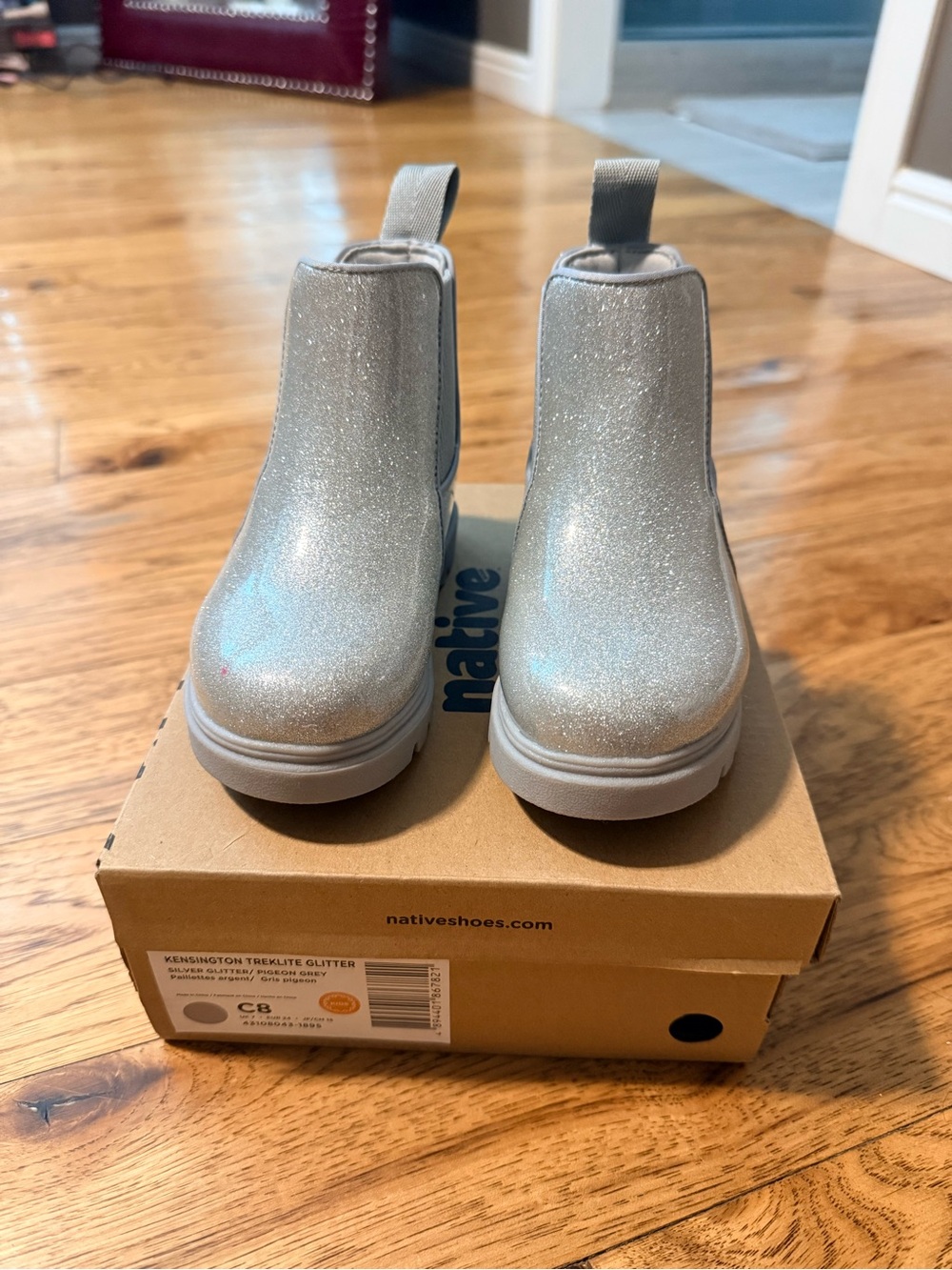 Native Kids Glitter Chelsea Boots - Silver